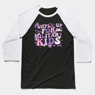 Purple Up For Military Kids Cute Groovy Military Child Month Baseball T-Shirt